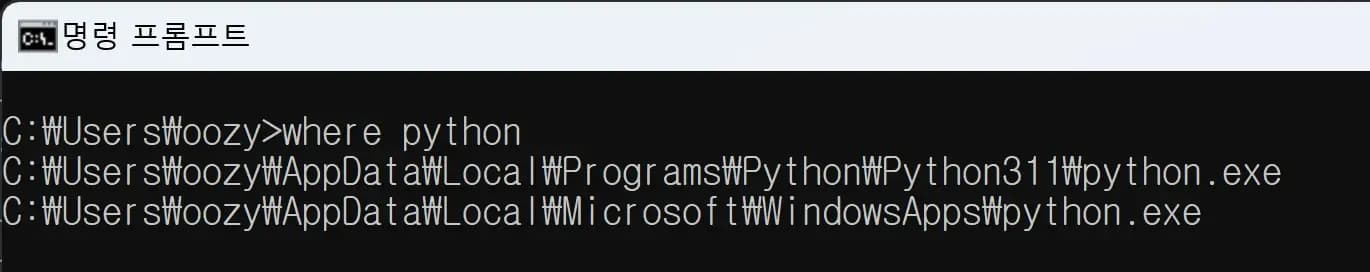 CMD where python