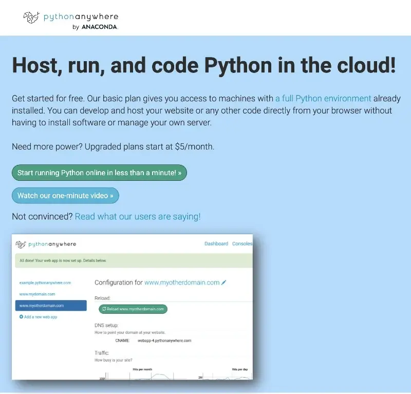 python anywhere 첫화면