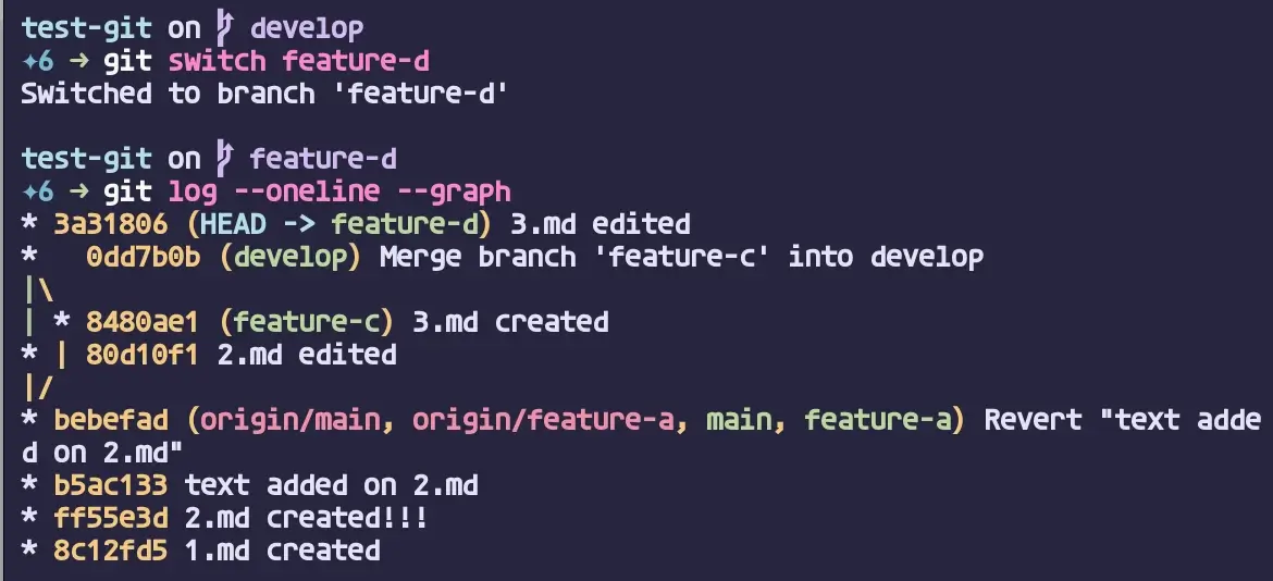 git branch 삭제 취소 결과 2