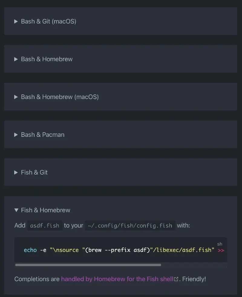 fish shell&homebrew 에서 asdf 설치