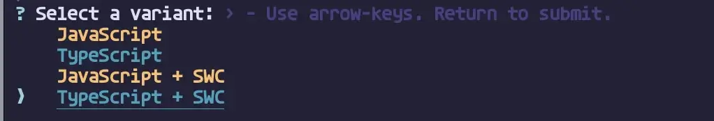 create vite 언어 선택