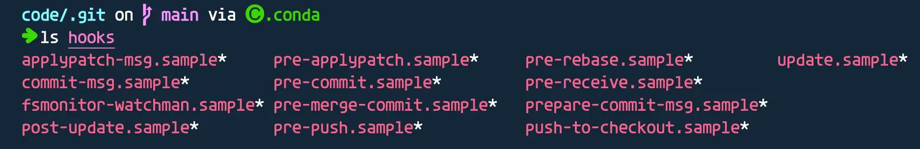 .git 폴더 내 hooks 내부 파일